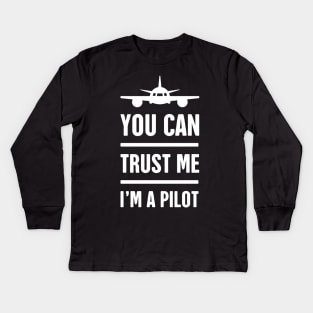 Funny Airplane Pilot Design Kids Long Sleeve T-Shirt